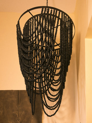 Black Wooden Beaded Chandelier